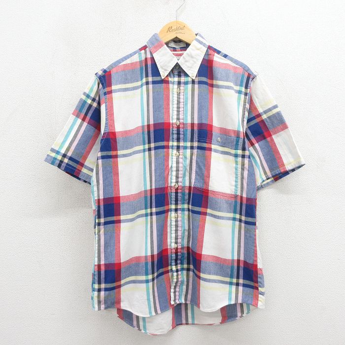 90s 半袖シャツ ネイビーチェック M | 古着