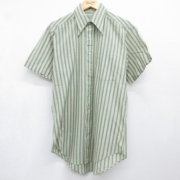 70s 半袖シャツ ストライプ グリーン L | 古着