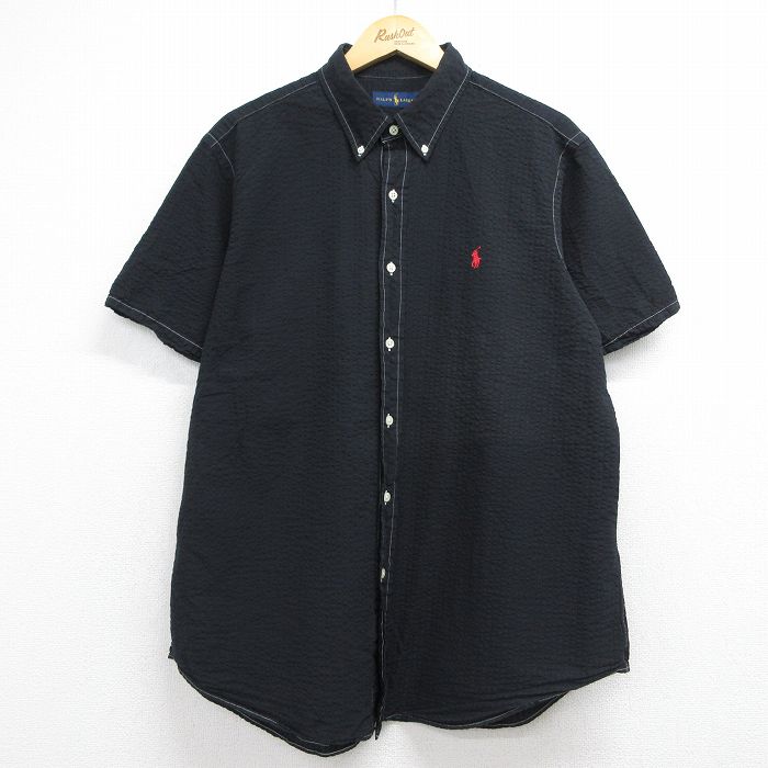 ラルフローレン 半袖シャツ ワンポイントロゴ ブラック XL | 古着