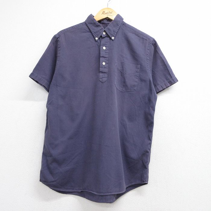 L★古着 ラルフローレン 半袖 ブランド シャツ メンズ 90年代 90s ボタンダウン パープル 26jun04