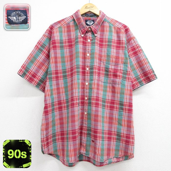 【20%OFF】ドッカーズ 90s 半袖シャツ チェック レッド メンズXL相当 | 古着