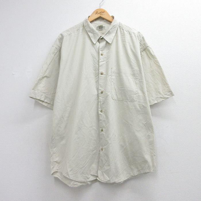 XL★古着 バナナリパブリック 半袖 シャツ メンズ 90年代 90s ロング丈 コットン ベージュ 26jun11