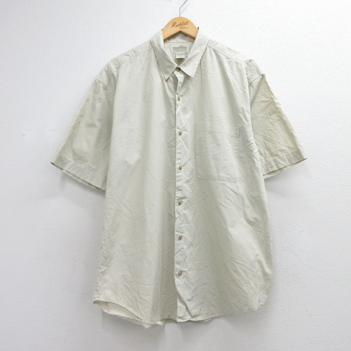 XL★古着 バナナリパブリック 半袖 シャツ メンズ 90年代 90s ロング丈 コットン ベージュ 26jun11
