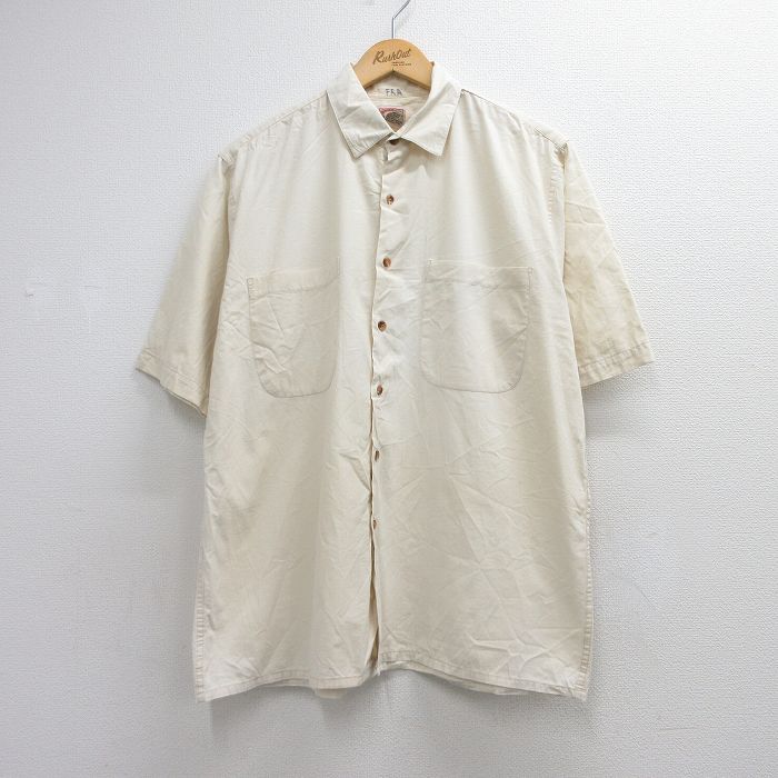 L★古着 バナナリパブリック 半袖 シャツ メンズ 80年代 80s コットン ベージュ【spe】 26jun11