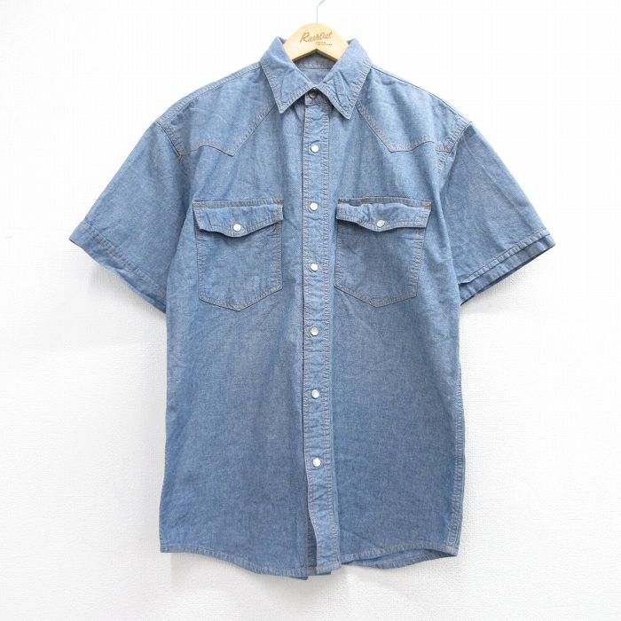 キー 半袖ウエスタンシャツ ネイビー メンズL相当 | 古着