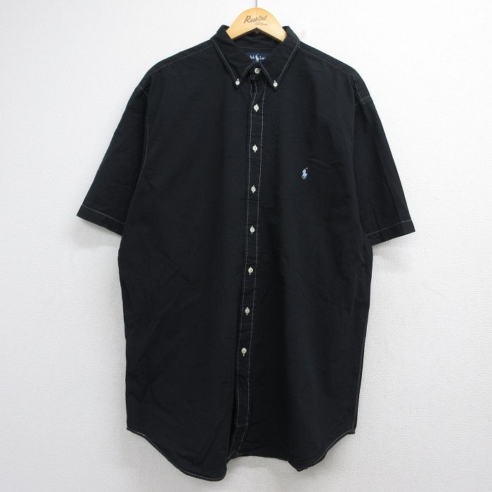 ラルフローレン 90s 半袖シャツ ワンポイントロゴ ブラック メンズXL相当 | 古着