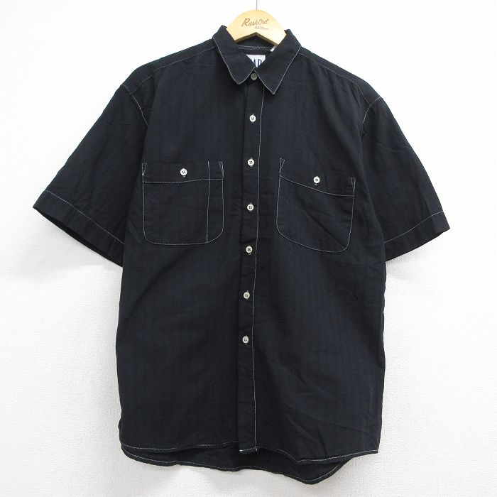 L★古着 ギャップ GAP 半袖 シャツ メンズ 90年代 90s コットン ブラック ストライプ【spe】 26jun11