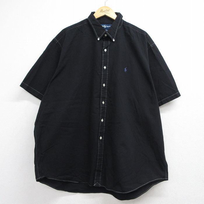 ラルフローレン 90s 半袖シャツ ワンポイントロゴ ブラック メンズXL相当 | 古着