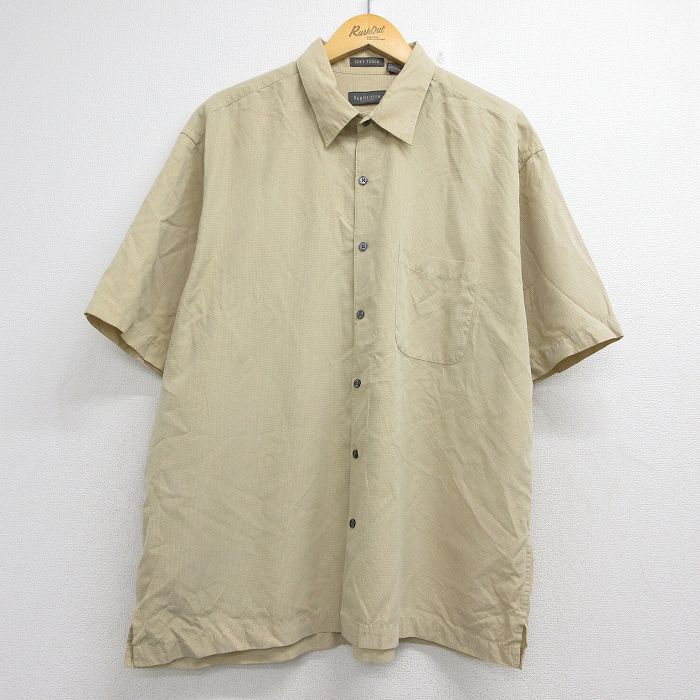 バンヒューセン 半袖シャツ ベージュチェック メンズXL相当 | 古着