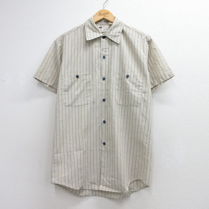 シアーズ 70s 半袖シャツ ストライプ ベージュ メンズM相当 | 古着