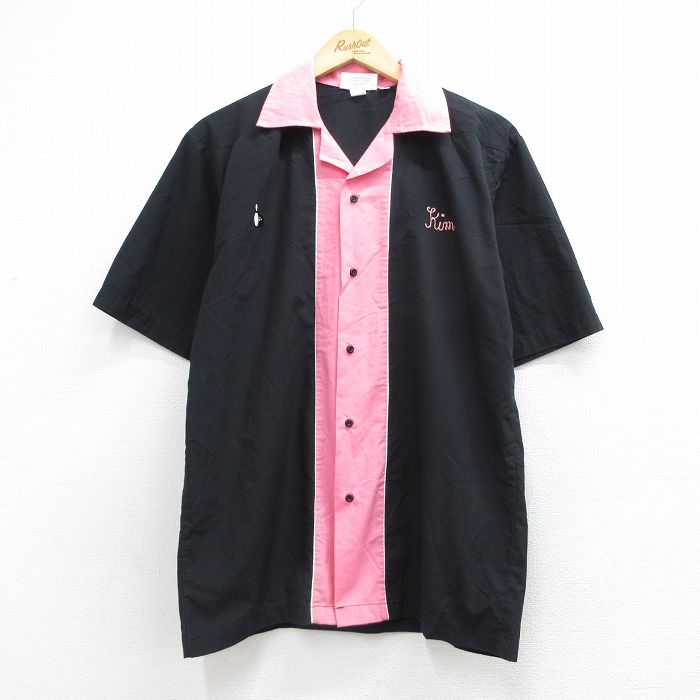 半袖ボウリングシャツ ブラック メンズM相当 | 古着