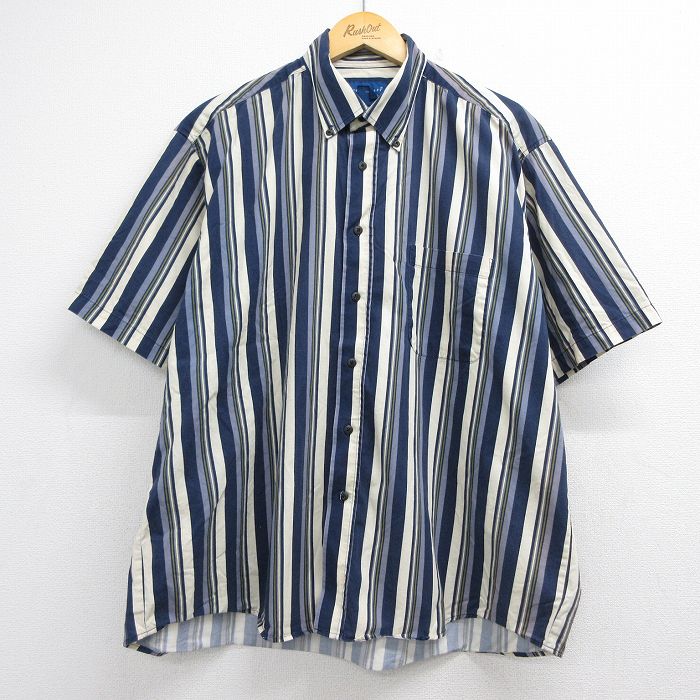 タウンクラフト 90s 半袖シャツ ネイビーストライプ メンズXL相当 | 古着