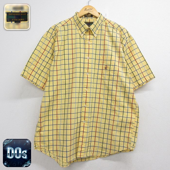 00s 半袖シャツ チェック イエロー メンズXL相当 | 古着