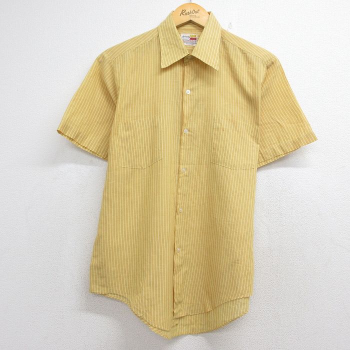 70s 半袖シャツ ストライプ イエロー メンズL相当 | 古着