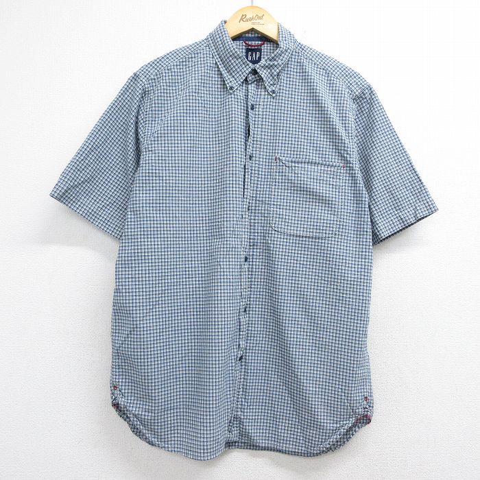 ギャップ 00s 半袖シャツ ネイビーチェック メンズL相当 | 古着
