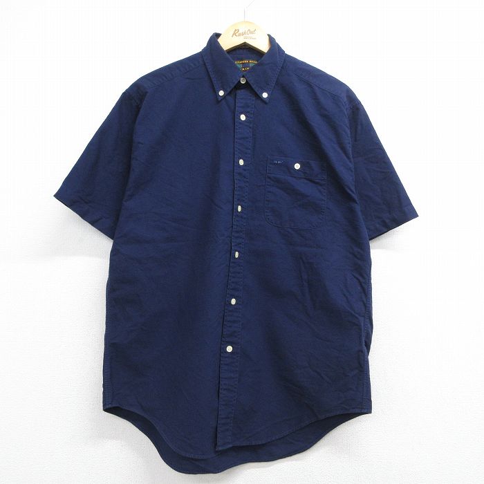 L★古着 半袖 シャツ メンズ 00年代 00s コットン ボタンダウン ネイビー 26jun12