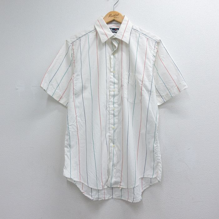 90s 半袖シャツ ストライプ ホワイト メンズL相当 | 古着