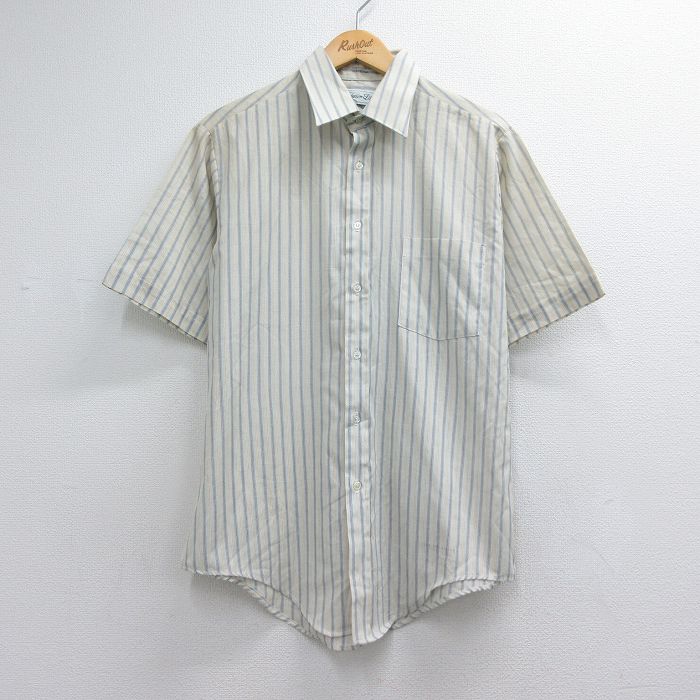 90s 半袖シャツ ストライプ ライトブルー メンズM相当 | 古着