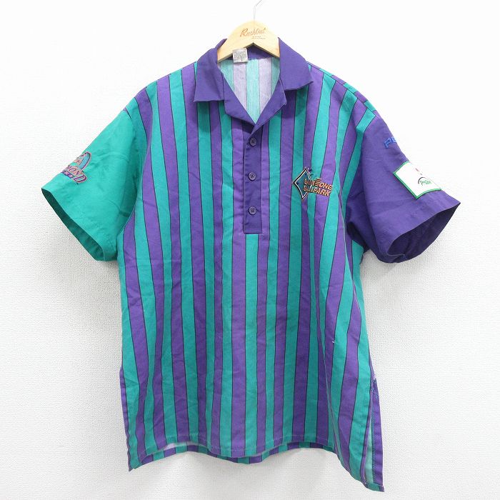 ペプシ 90s 半袖シャツ アリゾナダイ パープルストライプ メンズXL相当 | 古着