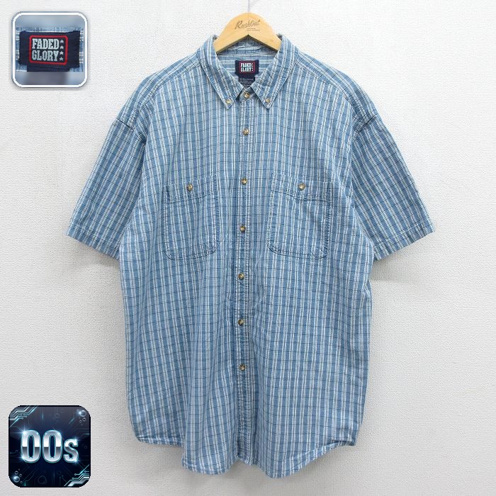ライトブルーチェック 半袖シャツ FADED GLORY 00s メンズXL相当 | 古着