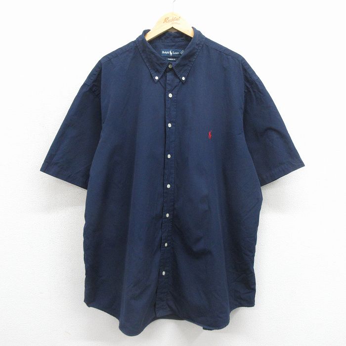 ラルフローレン 90s 半袖シャツ ワンポイントロゴ ネイビー メンズXL相当 | 古着