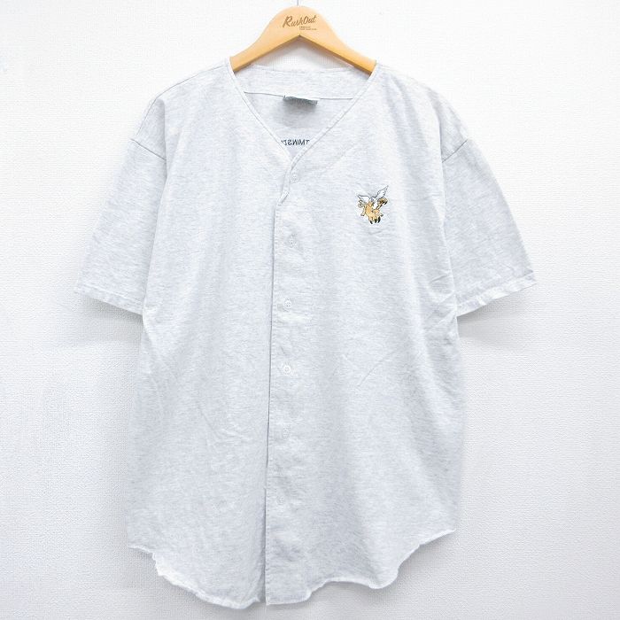 90s 半袖ベースボールシャツ グリフォン グレー メンズL相当 | 古着