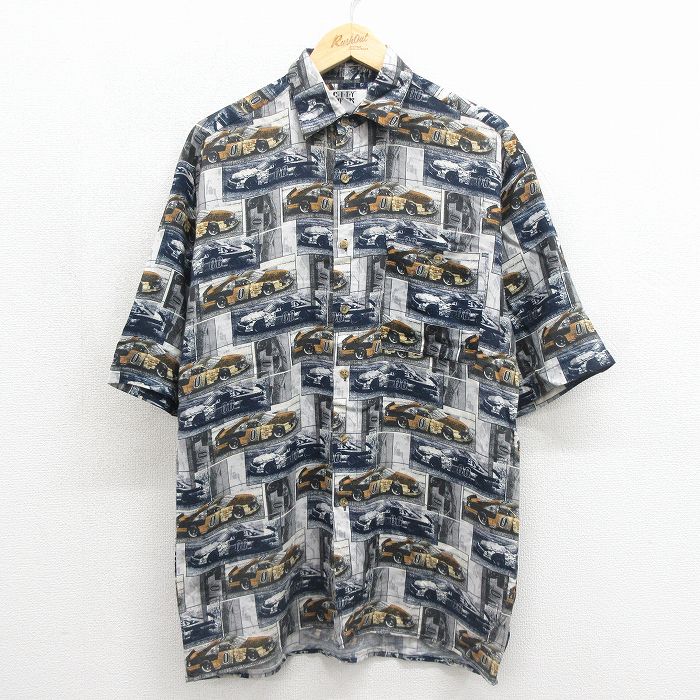 00s 半袖シャツ レーシングカー ネイビー メンズM相当 | 古着
