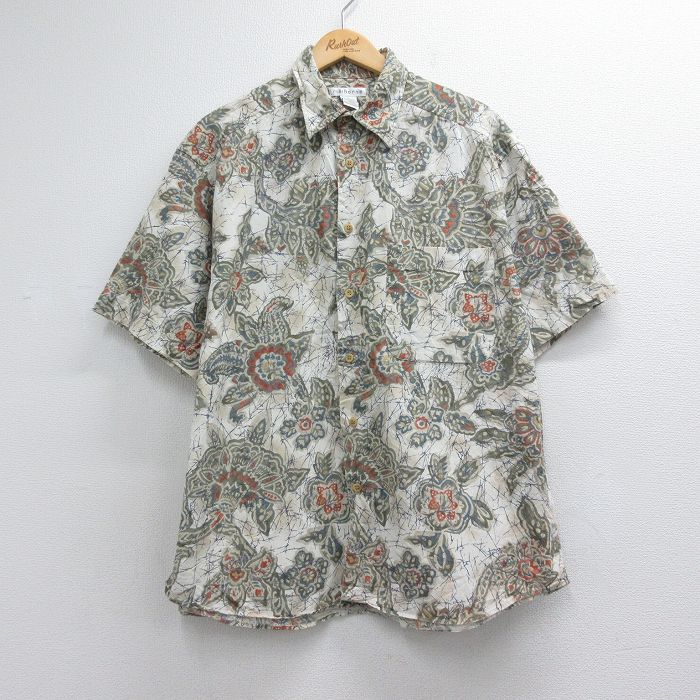 00s 半袖シャツ 花 ベージュ メンズXL相当 | 古着