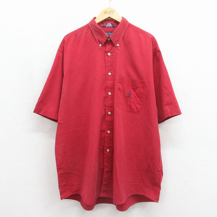 ノーティカ 90s 半袖シャツ ワンポイントロゴ レッド メンズXL相当 | 古着