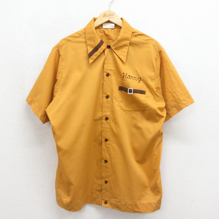 キングルイ 80s 半袖ボーリングシャツ MIDWEST イエロー メンズXL相当 | 古着