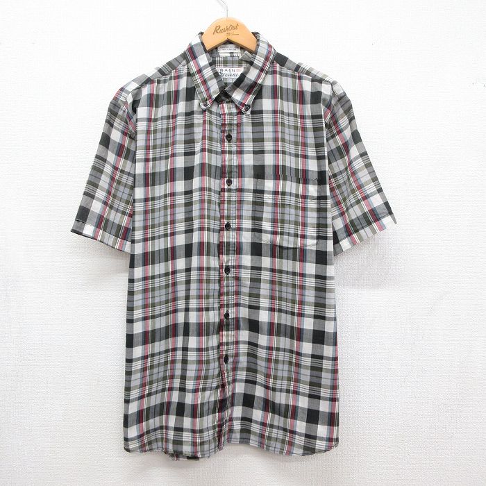 カーキチェック 90s 半袖シャツ メンズXL相当 | 古着