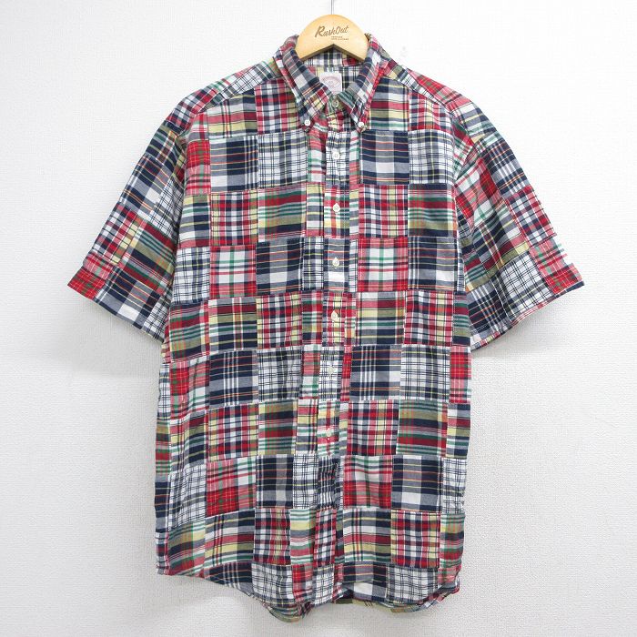 ブルックスブラザーズ 半袖シャツ パッチワーク レッドチェック メンズXL相当 | 古着
