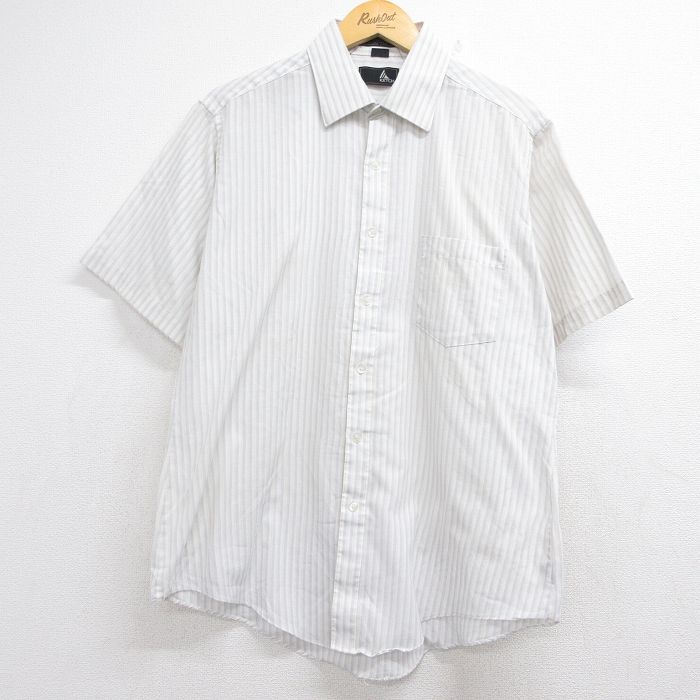 00s 半袖シャツ ストライプ ホワイト メンズXL相当 | 古着