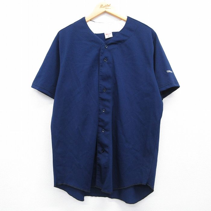 ウィルソン 90s 半袖ベースボールシャツ ネイビー メンズXL相当 | 古着