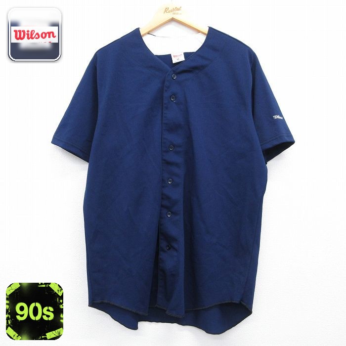 ウィルソン 90s 半袖ベースボールシャツ ネイビー メンズXL相当 | 古着