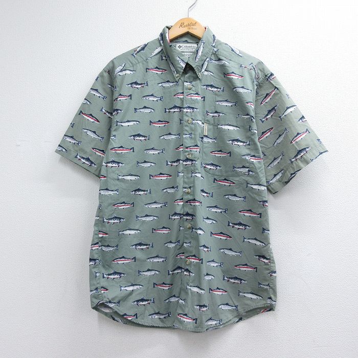 コロンビア 00s 半袖シャツ 魚 カーキ メンズL相当 | 古着