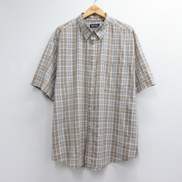 ピューリタン 00s 半袖シャツ ベージュチェック メンズXL相当 | 古着