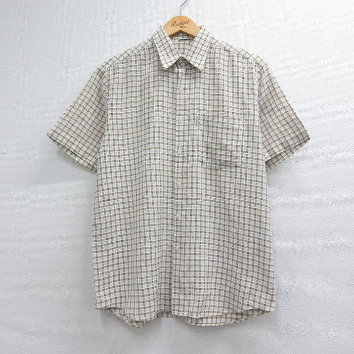 アロー 半袖シャツ チェック ベージュ メンズM相当 | 古着