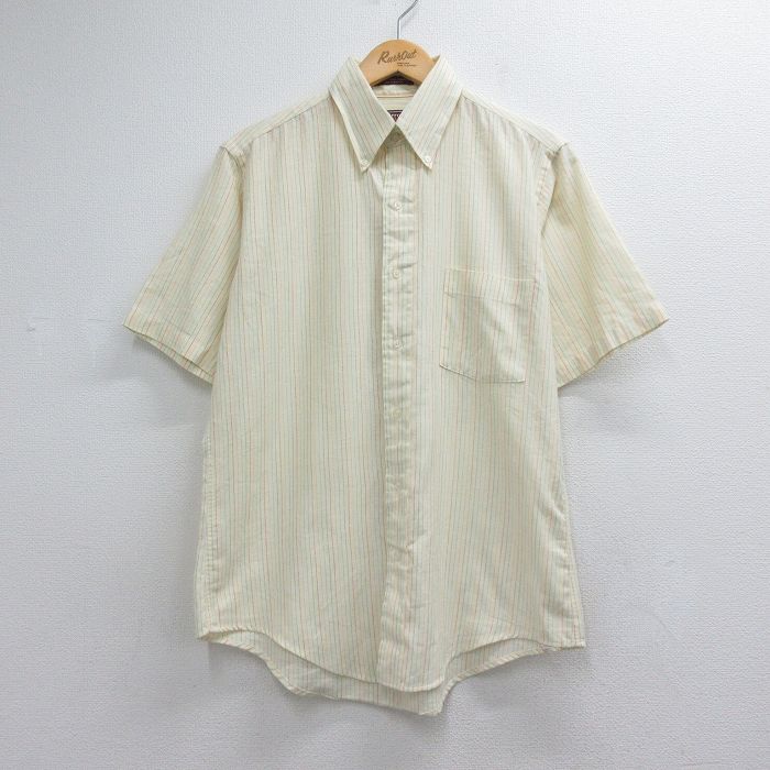 アロー 90s 半袖シャツ ストライプ イエロー メンズL相当 | 古着