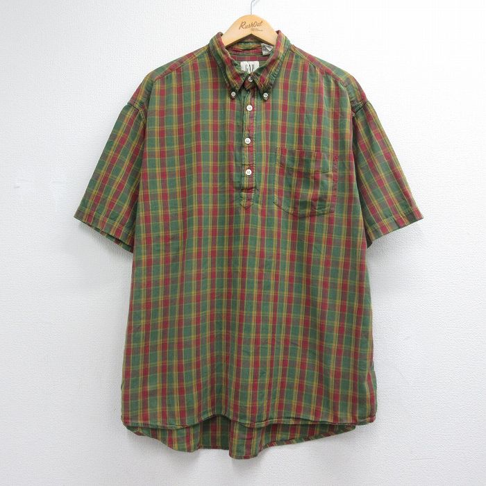 ギャップ 00s 半袖シャツ グリーンチェック メンズXL相当 | 古着