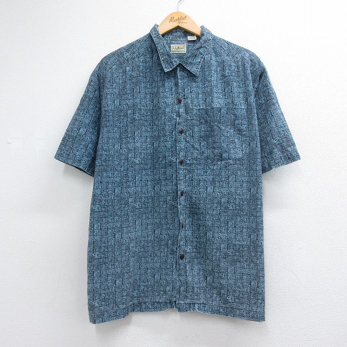 エルエルビーン 00s 半袖シャツ 総柄 ネイビー メンズXL相当 | 古着