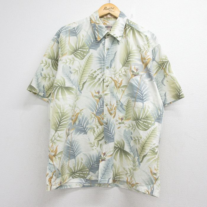00s 半袖シャツ 葉 ベージュ メンズXL相当 | 古着