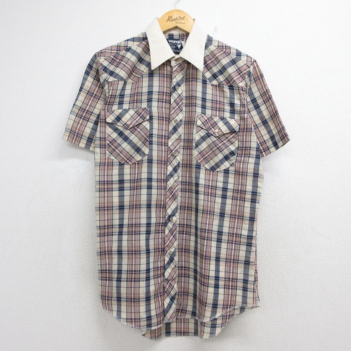 ラングラー 80s 半袖ウエスタンシャツ ベージュチェック メンズL相当 | 古着