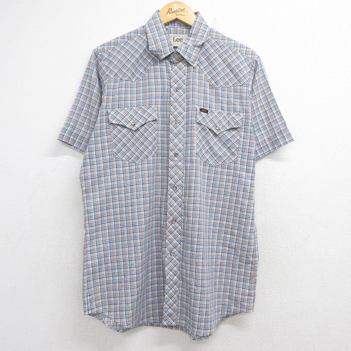 リー 80s 半袖ウエスタンシャツ チェック ネイビー メンズL相当 | 古着