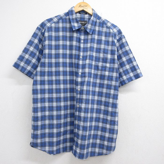 エディーバウアー 半袖シャツ チェック ブルー メンズXL相当 | 古着