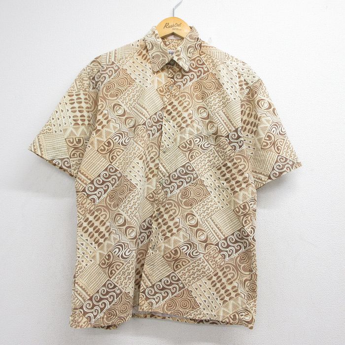 00s 半袖シャツ 総柄 ベージュ メンズL相当 | 古着