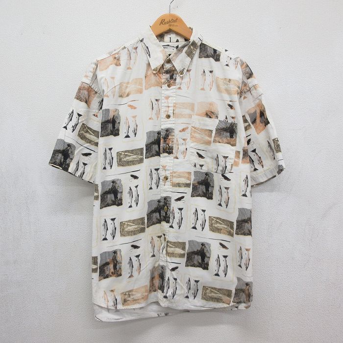 00s 半袖シャツ 魚 ホワイト メンズXL相当 | 古着