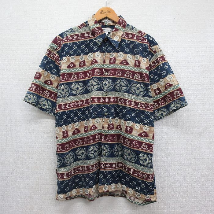 ピエールカルダン 90s 半袖シャツ 総柄 ネイビー メンズL相当 | 古着