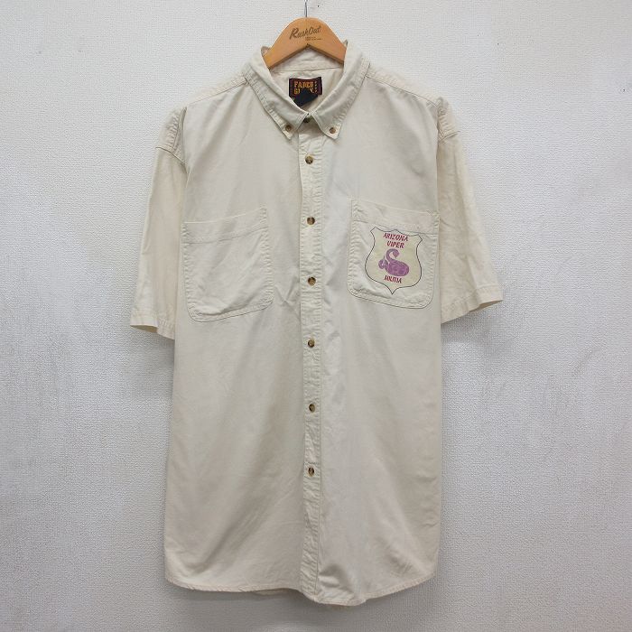 FADED GLORY 90s 半袖シャツ ARIZONA VIPERヘビ ベージュ メンズXL相当 | 古着
