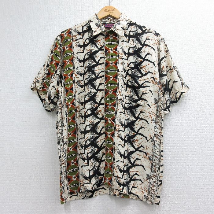 90s 半袖シャツ 総柄 ベージュ メンズM相当 | 古着